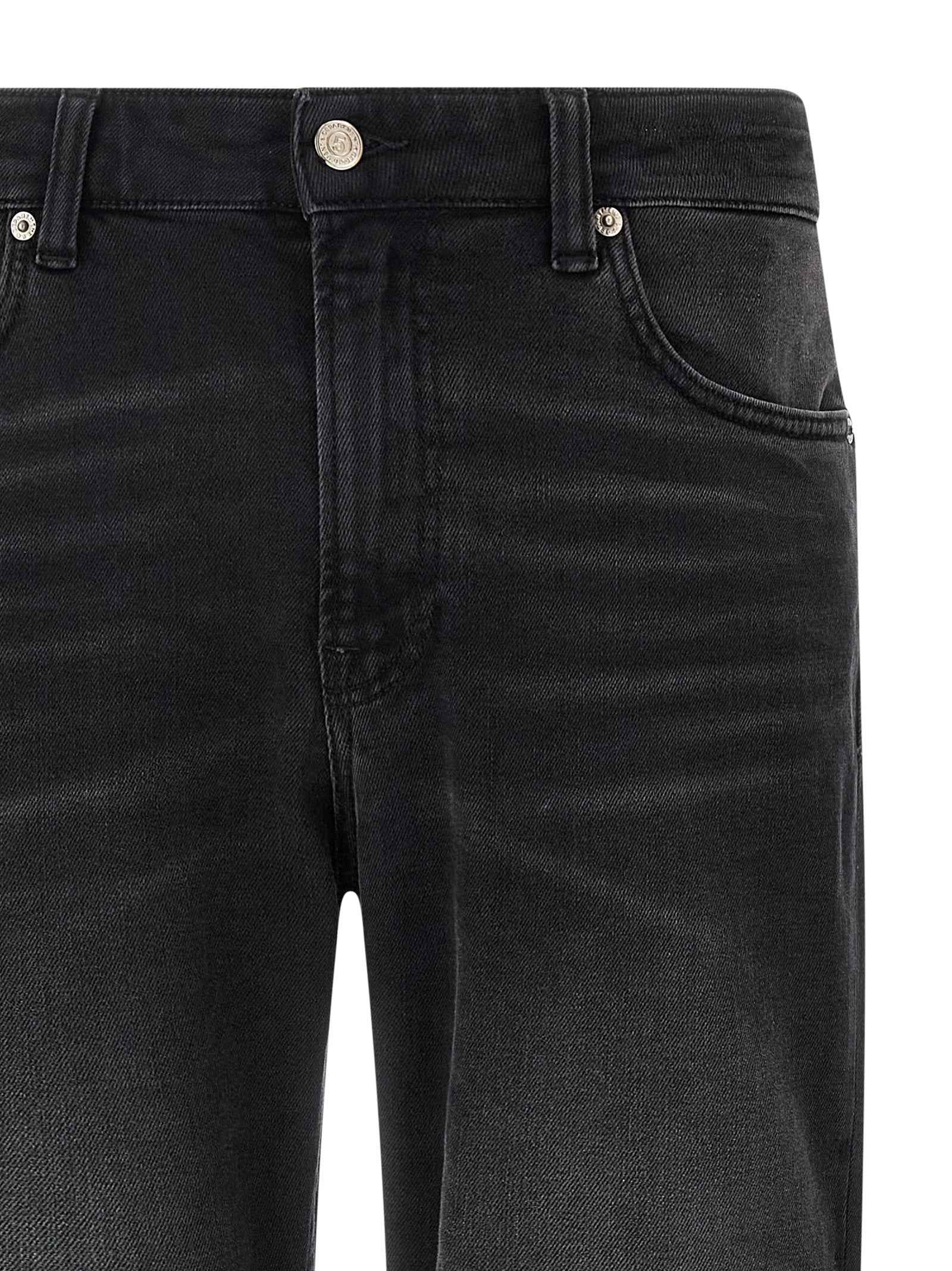 Black Cotton Straight-Leg Jeans