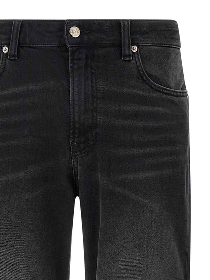 Black Cotton Straight-Leg Jeans