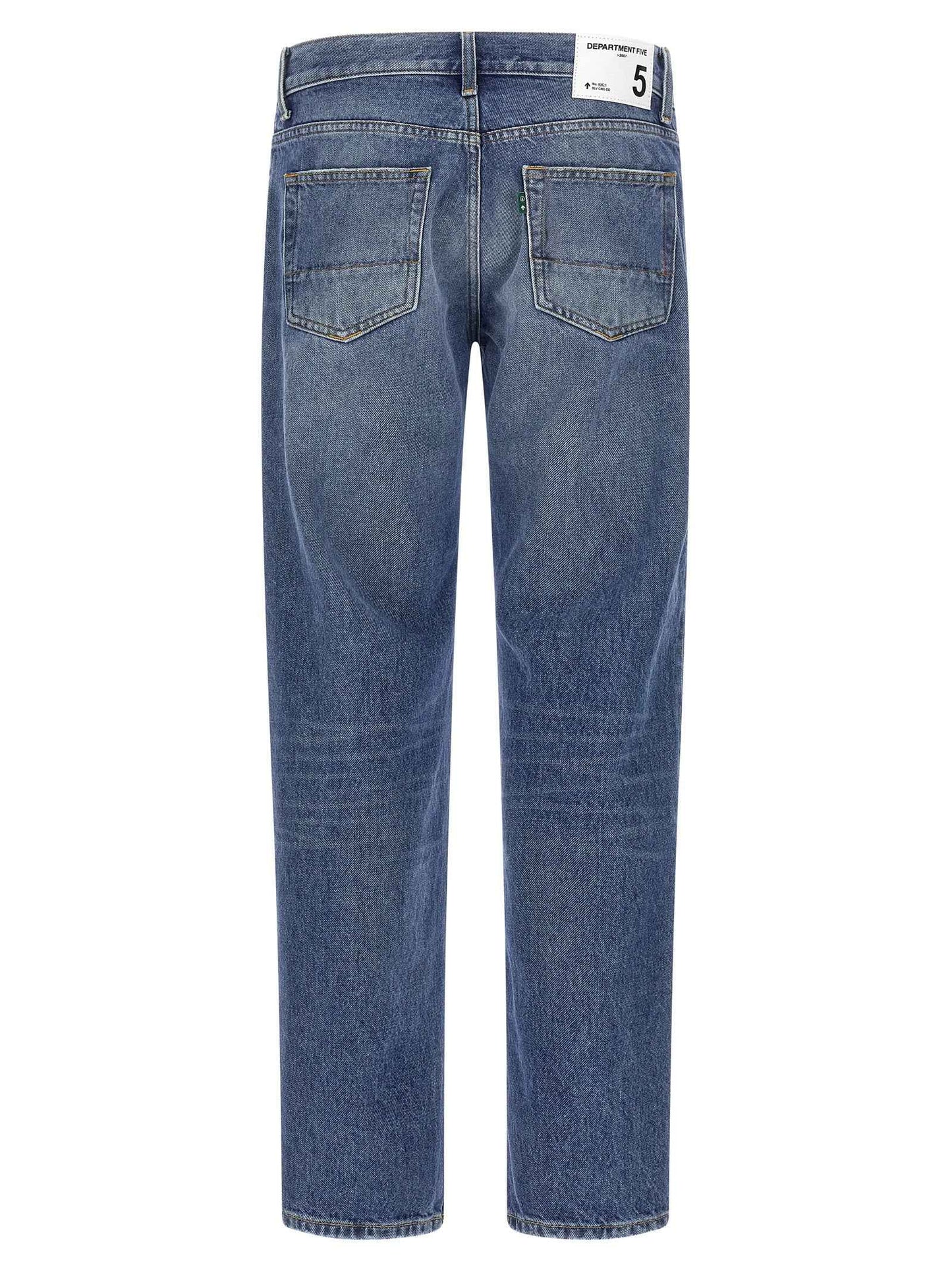 Blue Cotton Straight-Leg Jeans