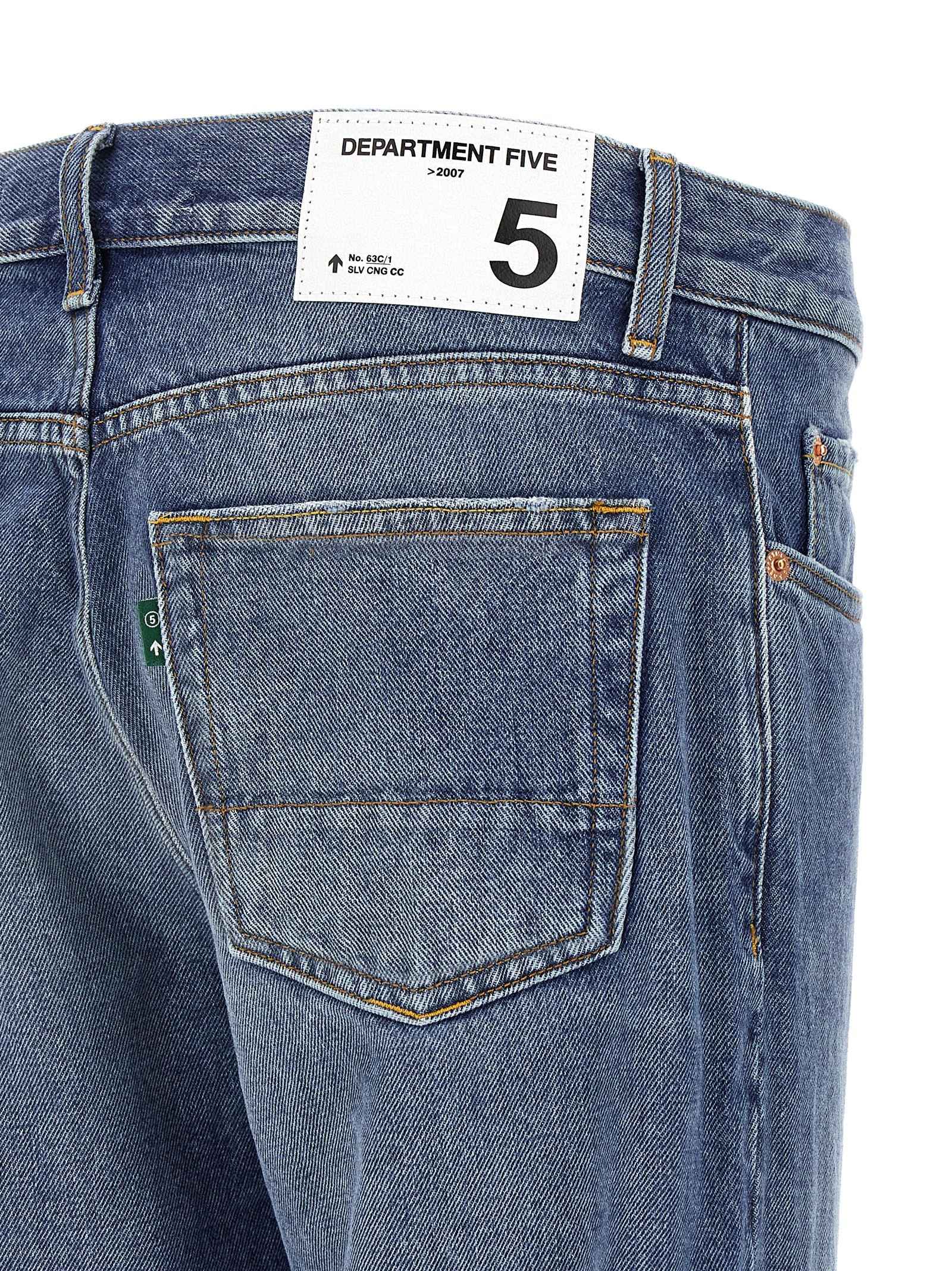 Blue Cotton Straight-Leg Jeans