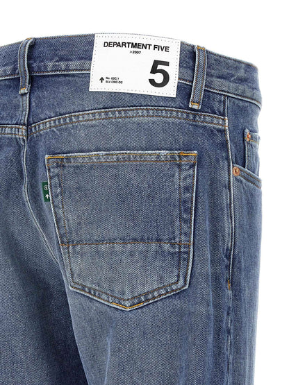 Blue Cotton Straight-Leg Jeans