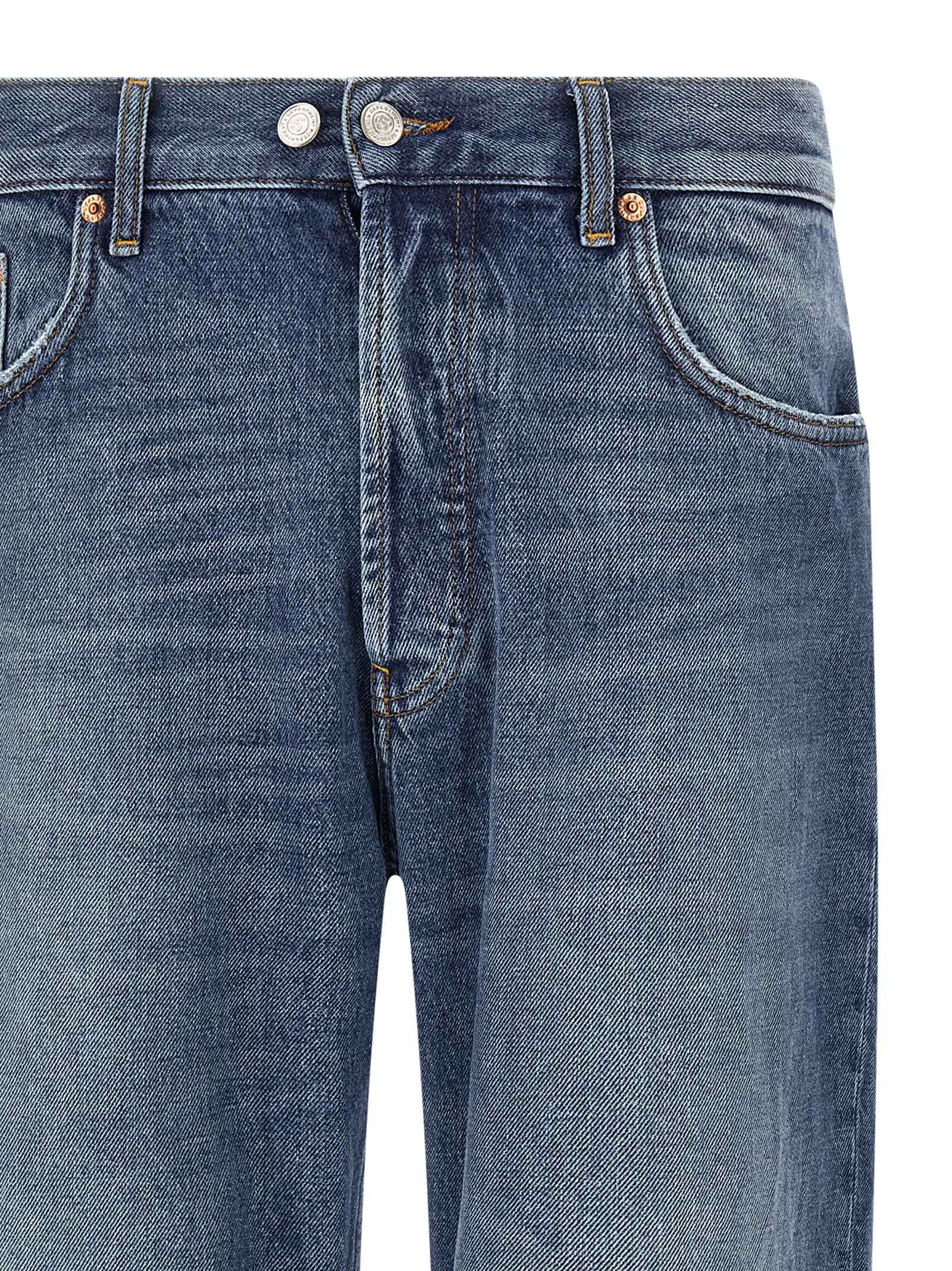 Blue Cotton Straight-Leg Jeans
