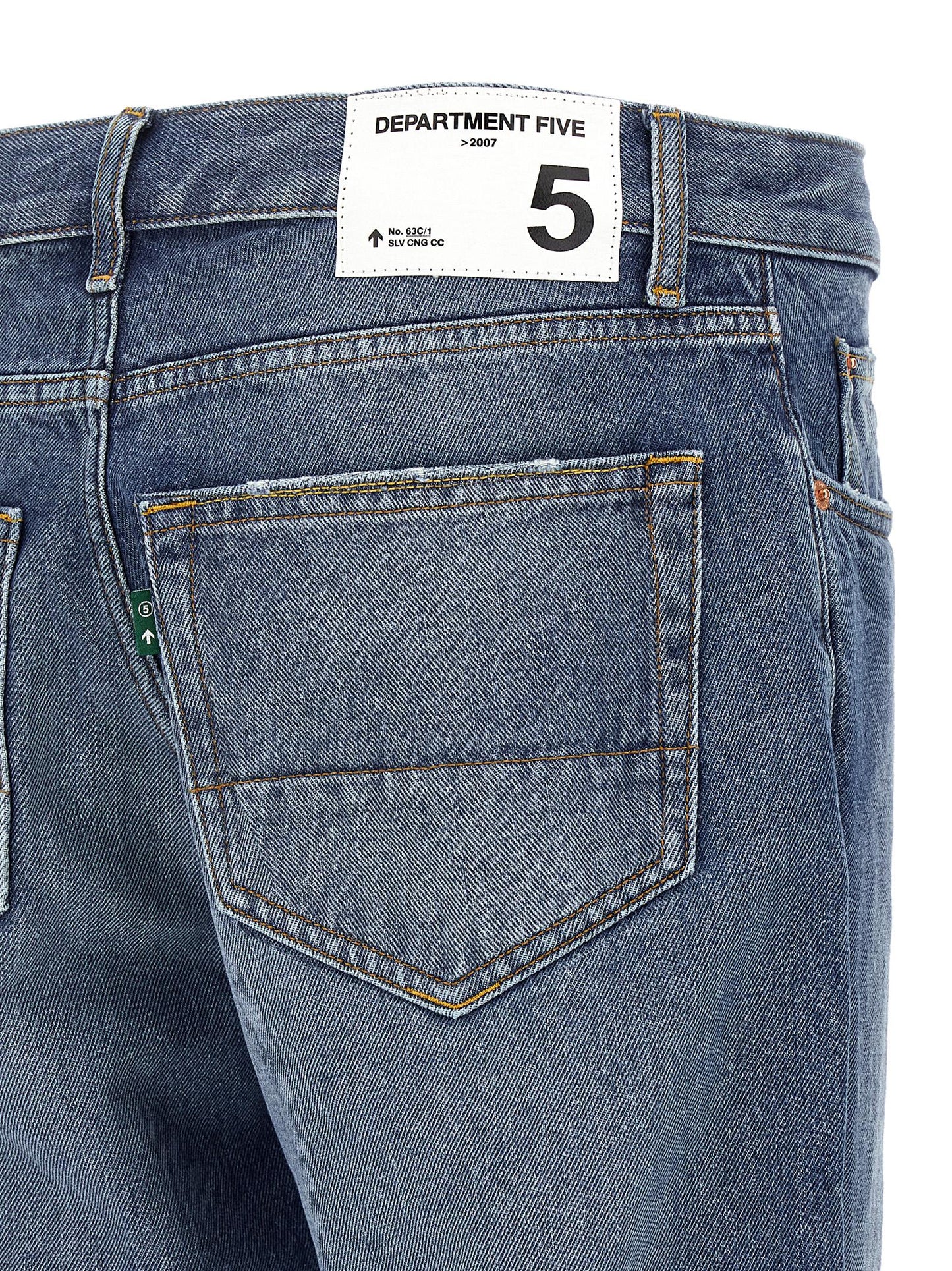Blue Cotton Straight-Leg Jeans
