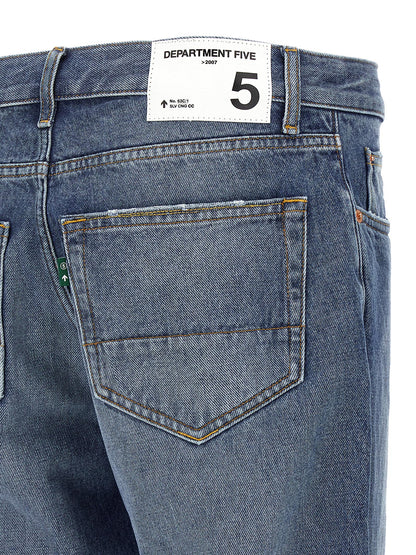 Blue Cotton Straight-Leg Jeans