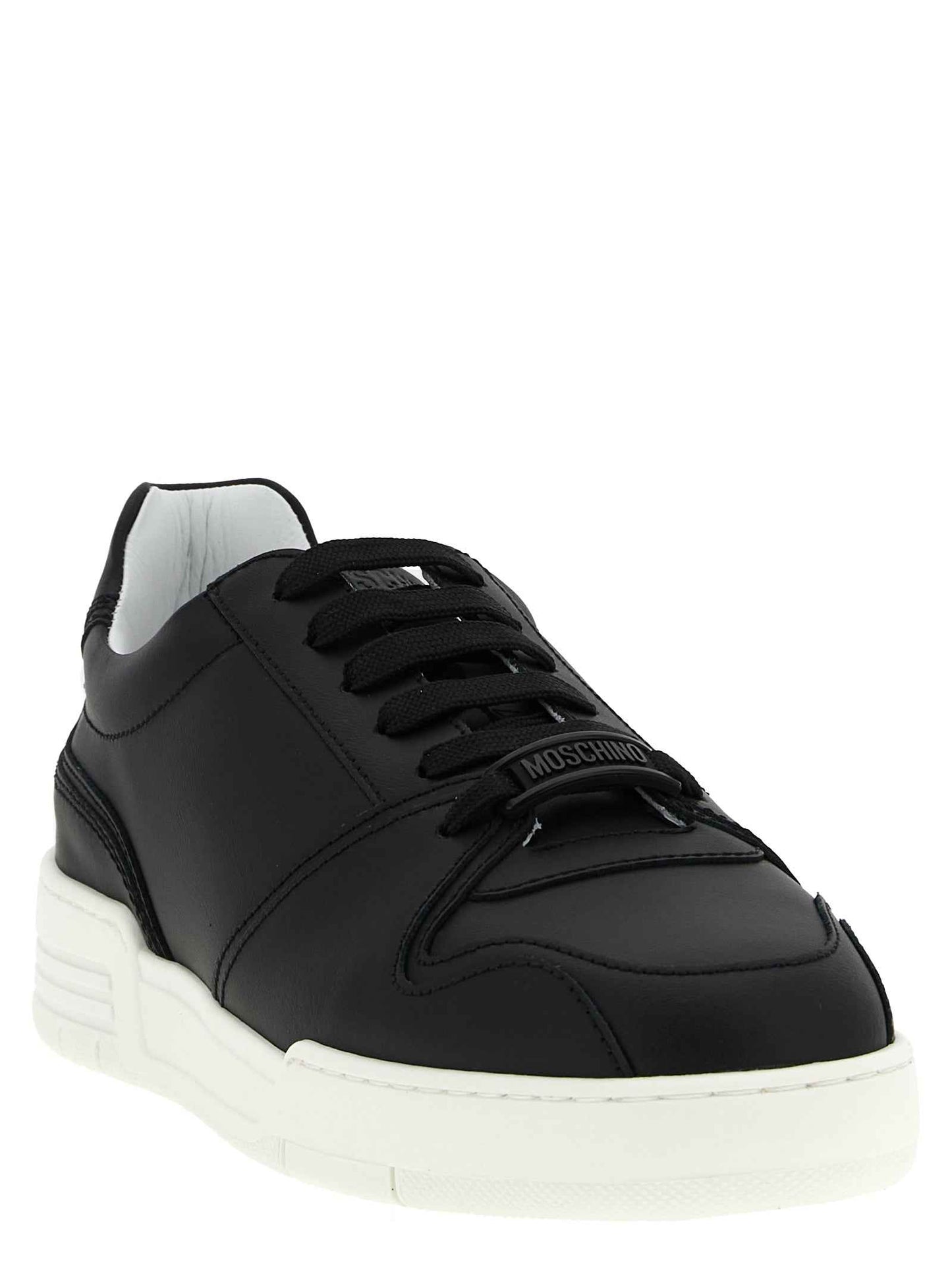 Black Leather Low Top Sneakers