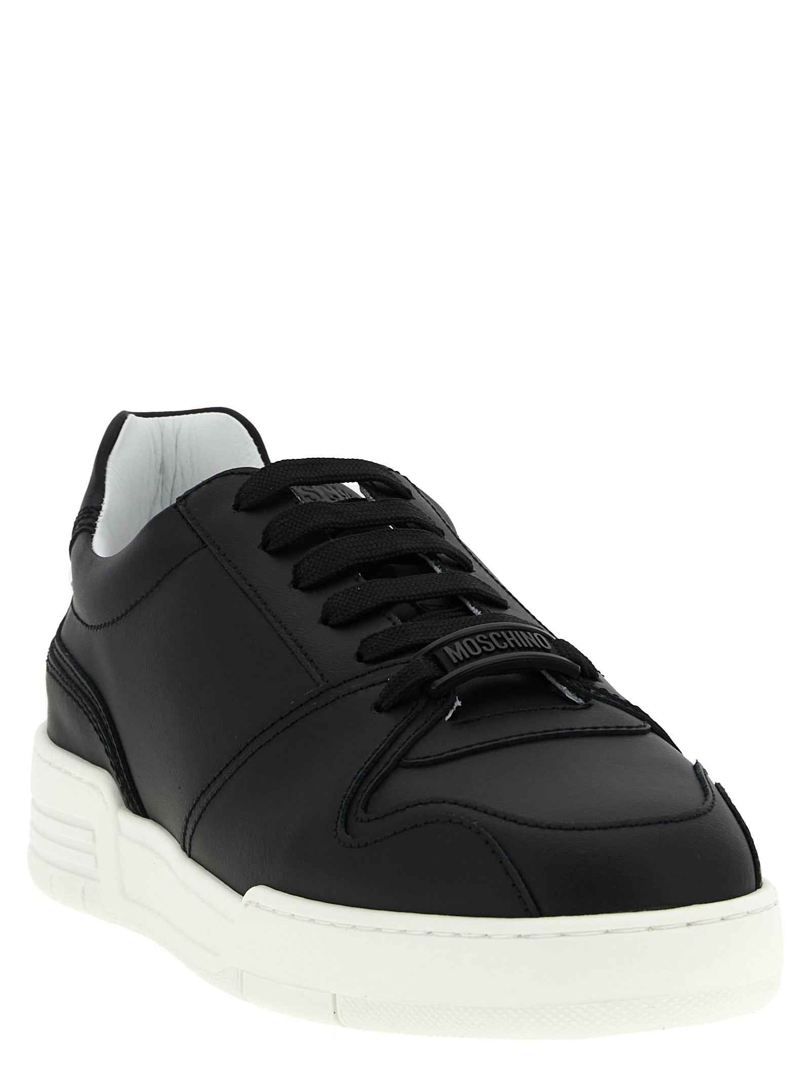 Black Leather Low Top Sneakers