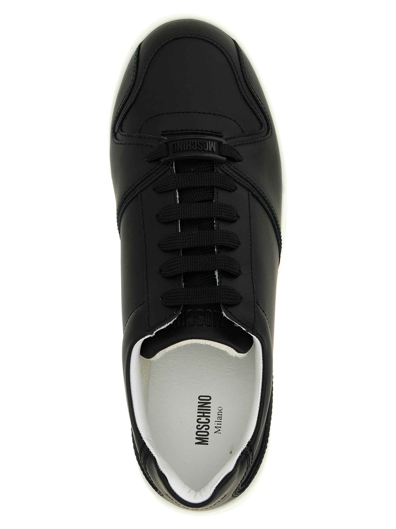 Black Leather Low Top Sneakers