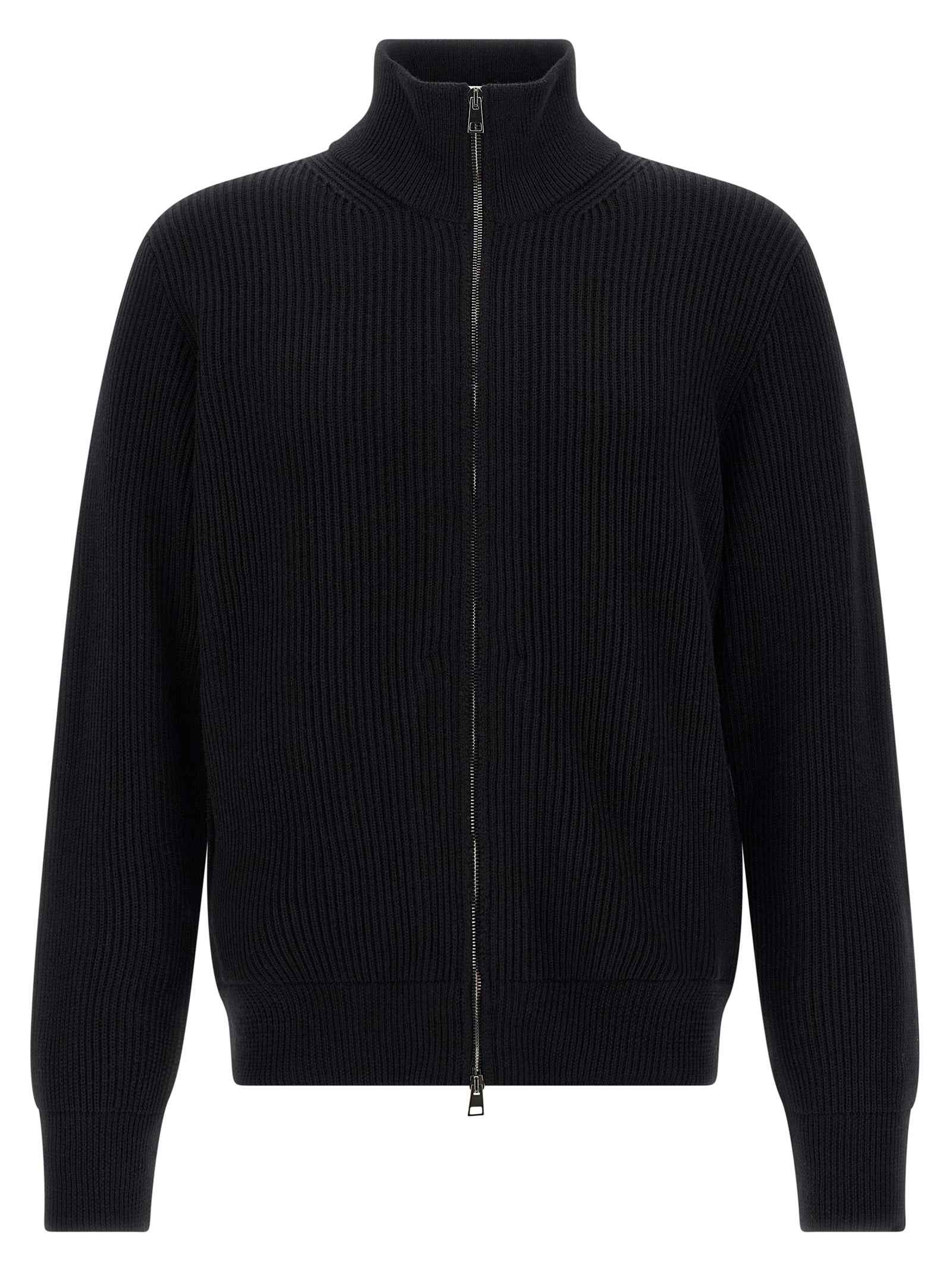 Black Merino Wool Cardigan
