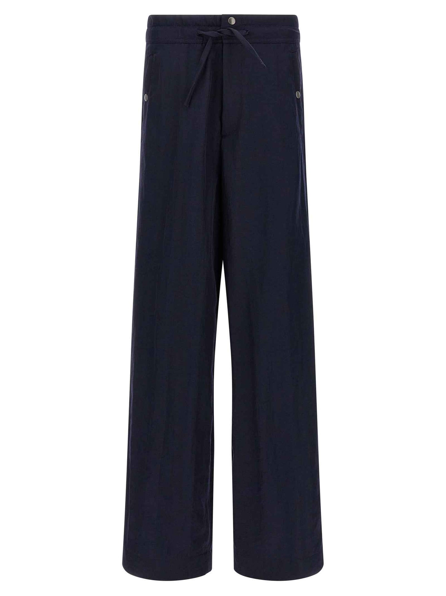 Blue Nylon Casual Pants