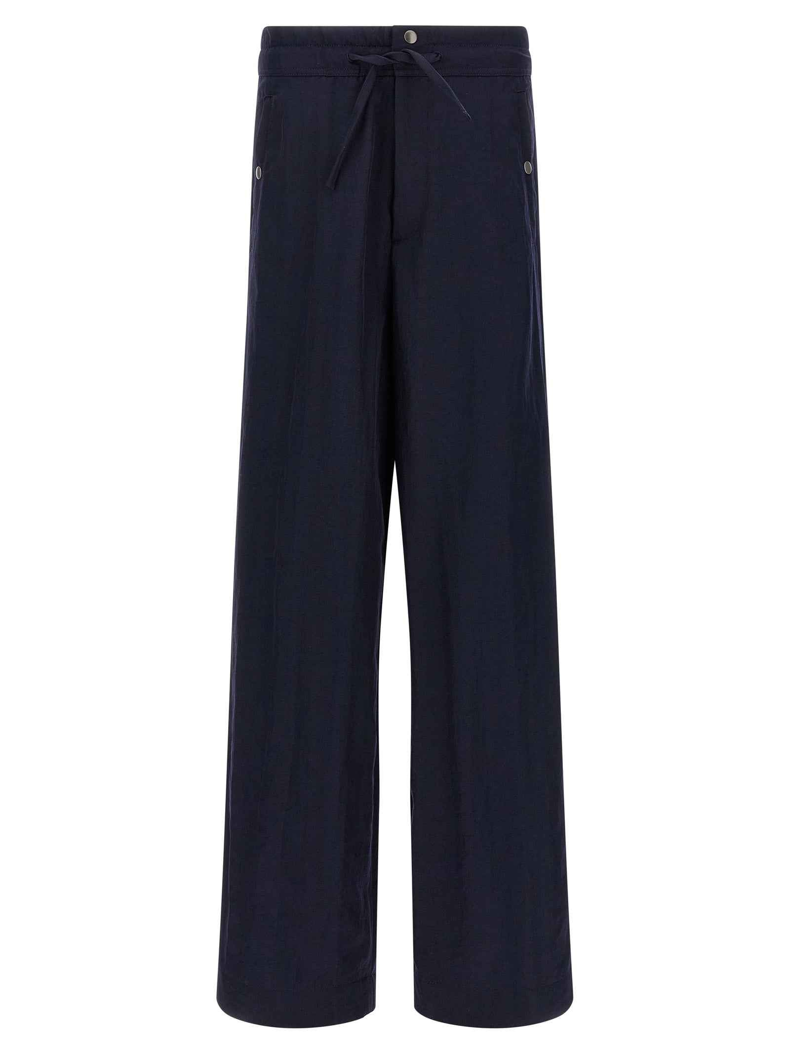 Blue Nylon Casual Pants