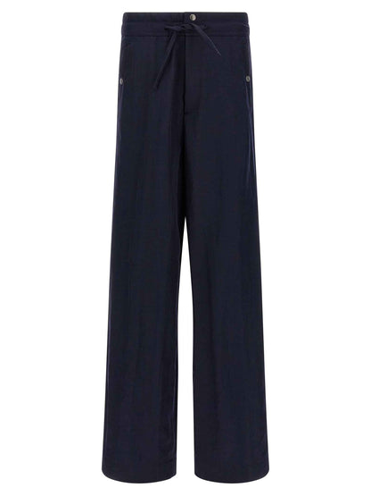 Blue Nylon Casual Pants