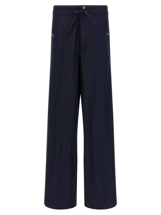 Blue Nylon Casual Pants