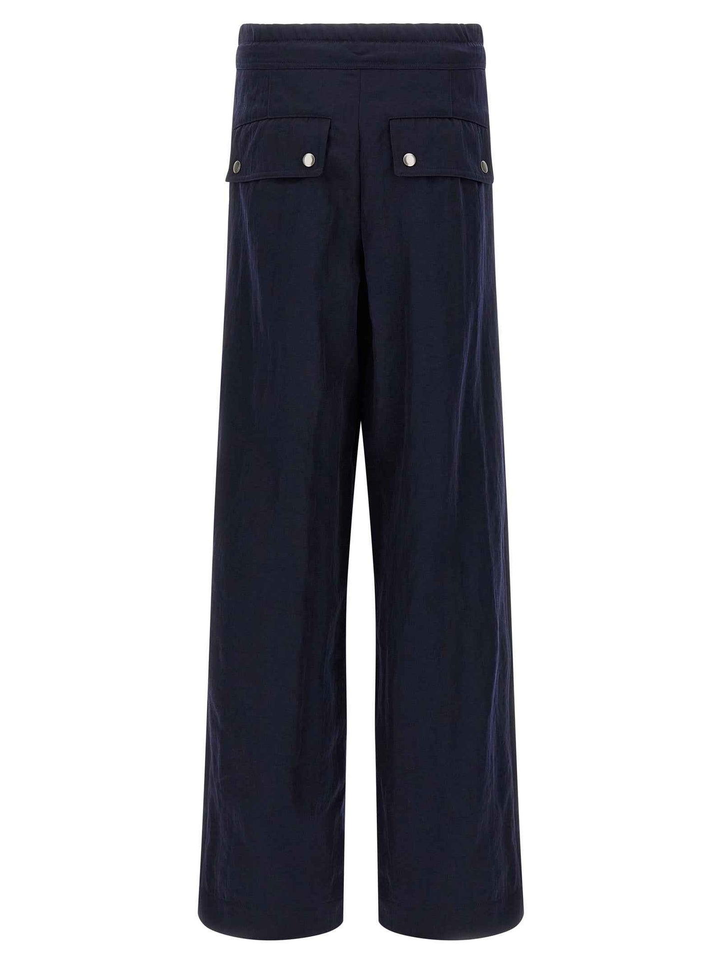 Blue Nylon Casual Pants