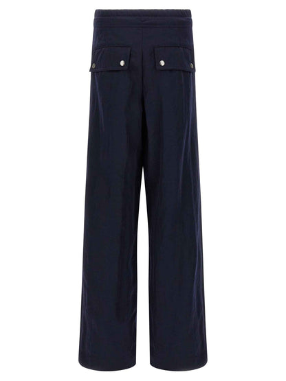 Blue Nylon Casual Pants