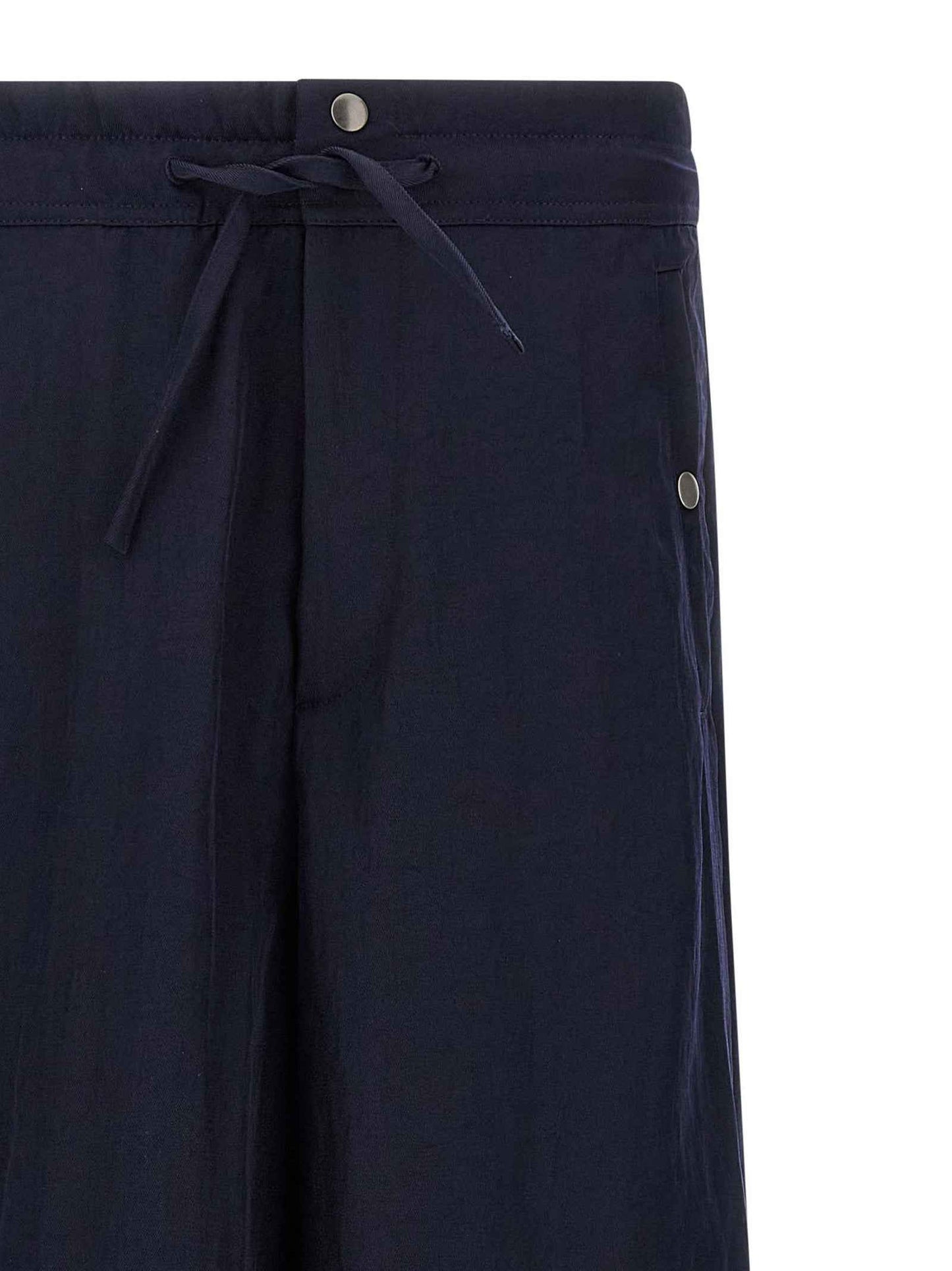 Blue Nylon Casual Pants