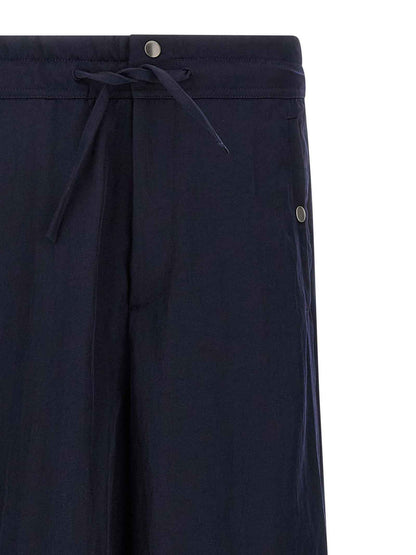 Blue Nylon Casual Pants