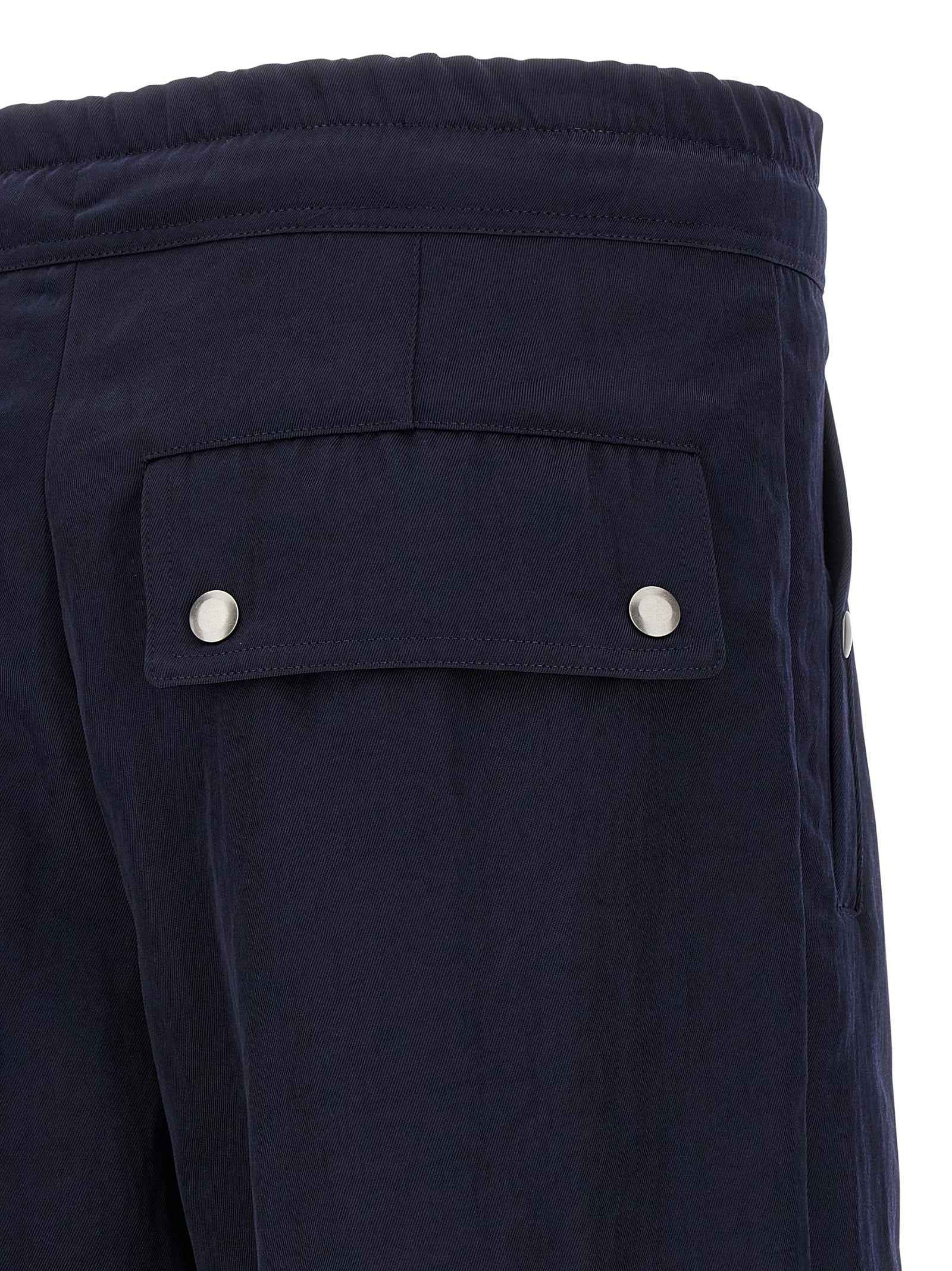 Blue Nylon Casual Pants