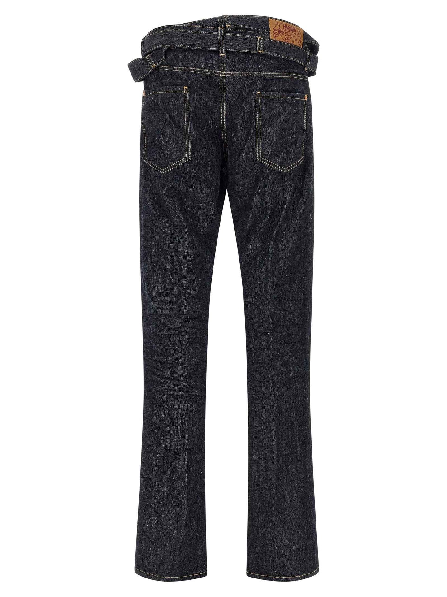 Blue Cotton Straight-Leg Jeans