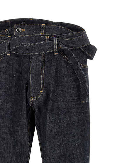 Blue Cotton Straight-Leg Jeans