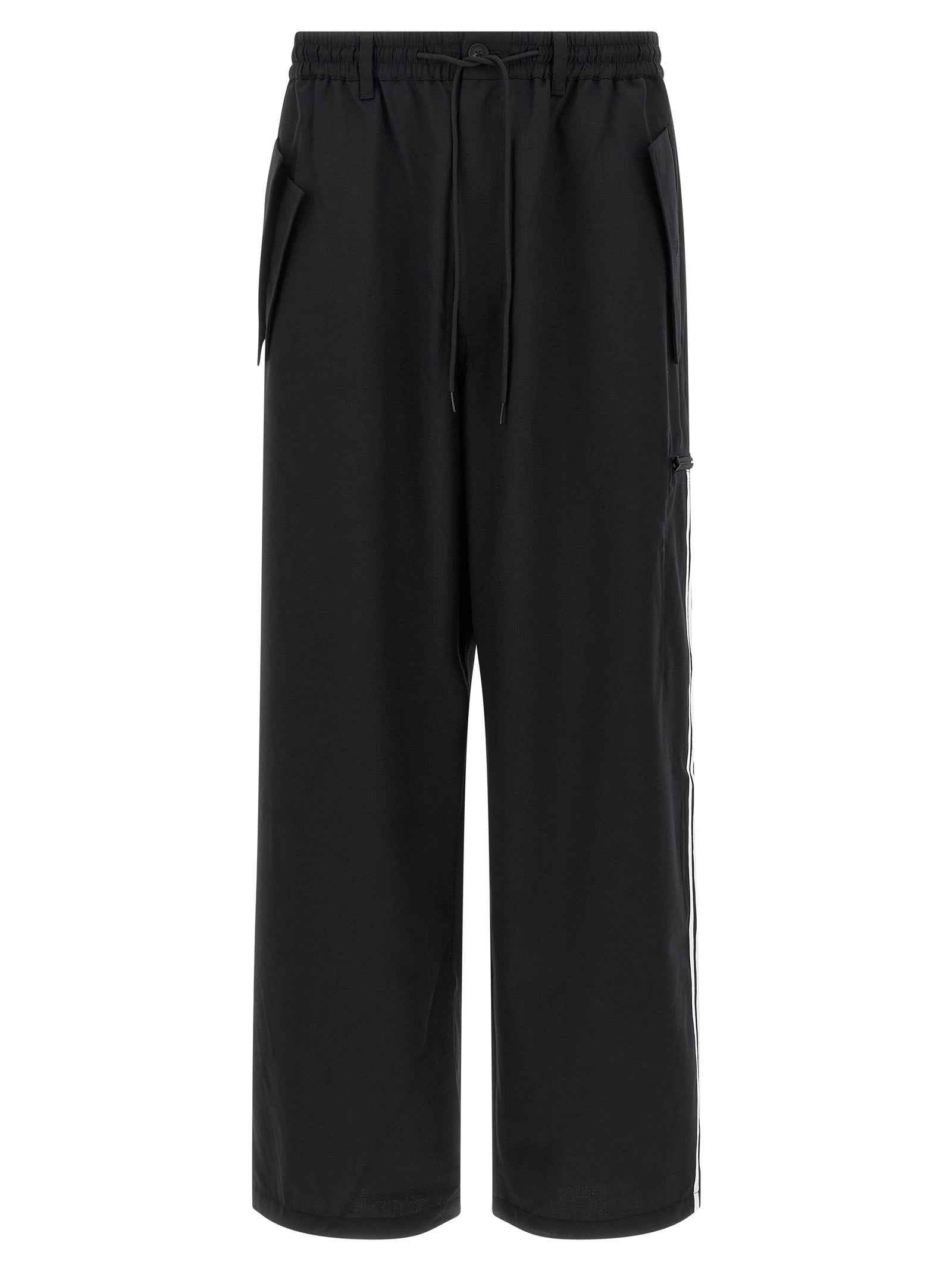 Black Polyester Casual Pants