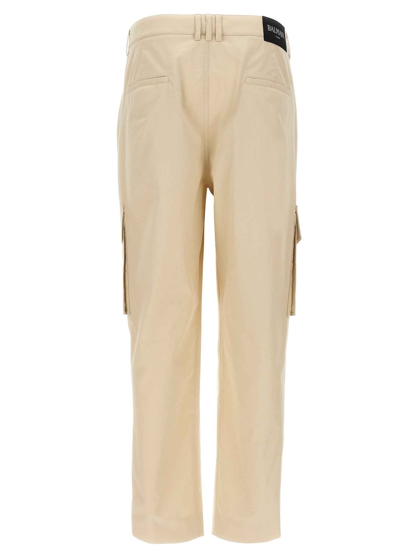 Beige Cotton Cargo Pants