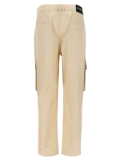 Beige Cotton Cargo Pants