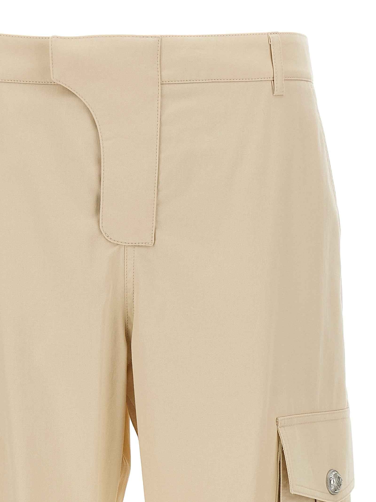 Beige Cotton Cargo Pants