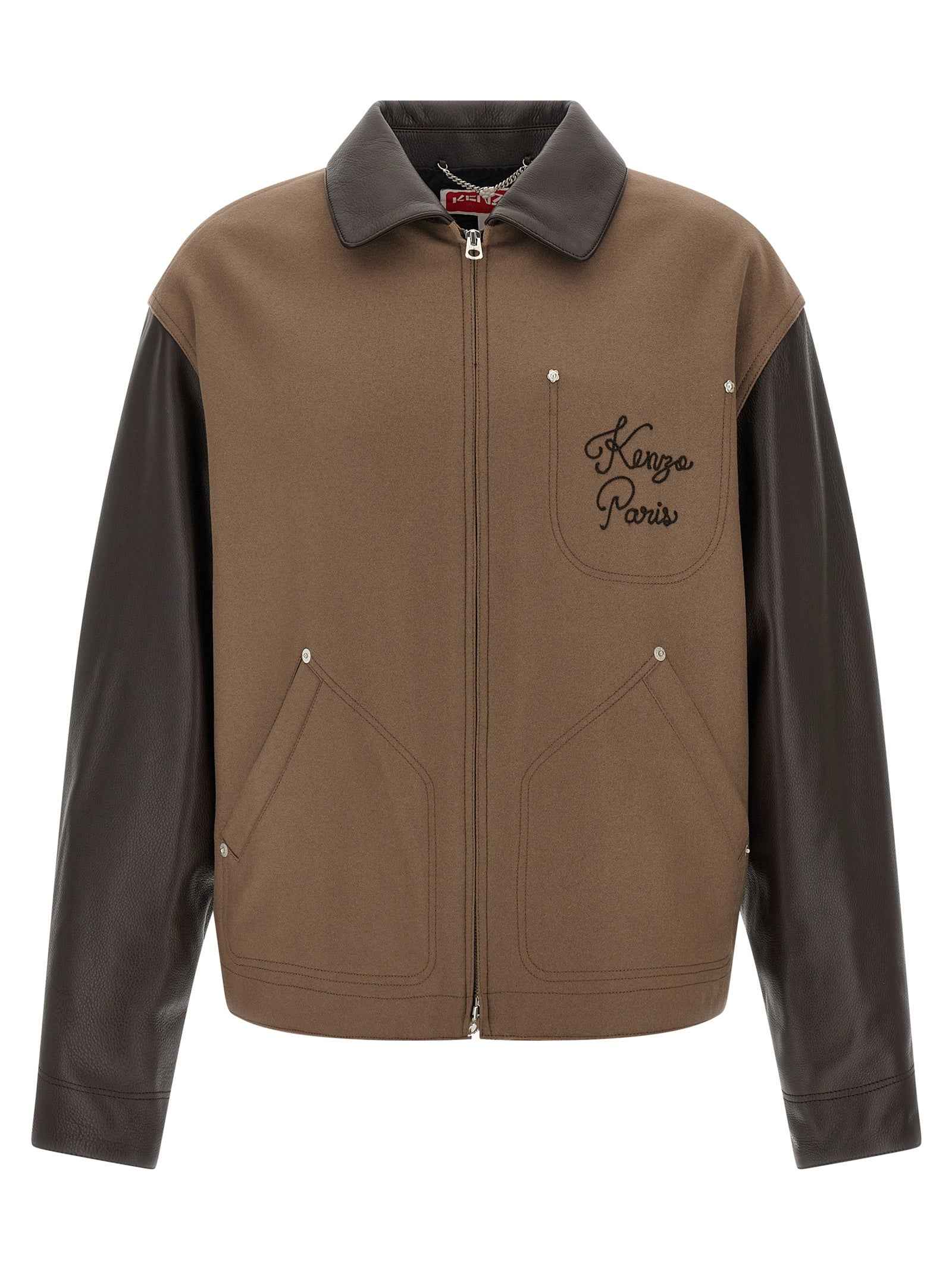 Brown Virgin Wool Leather Jacket