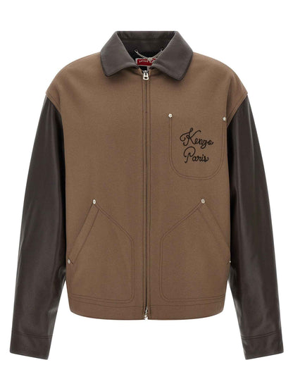 Brown Virgin Wool Leather Jacket