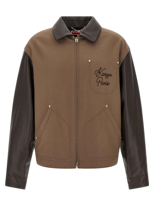 Brown Virgin Wool Leather Jacket