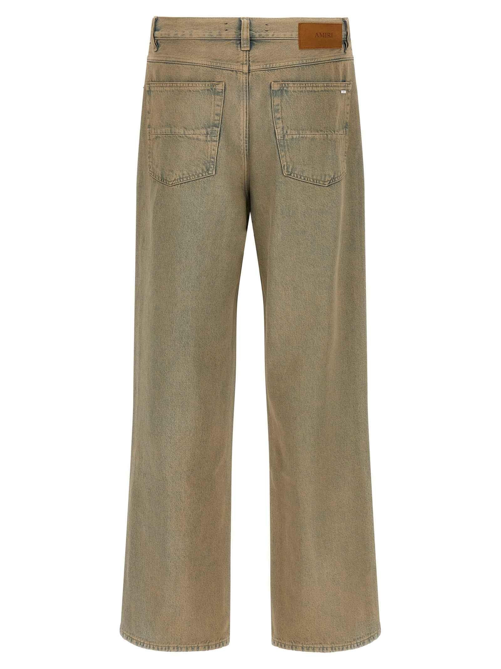 Beige Cotton Straight-Leg Jeans