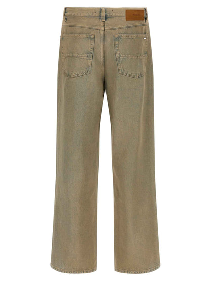 Beige Cotton Straight-Leg Jeans