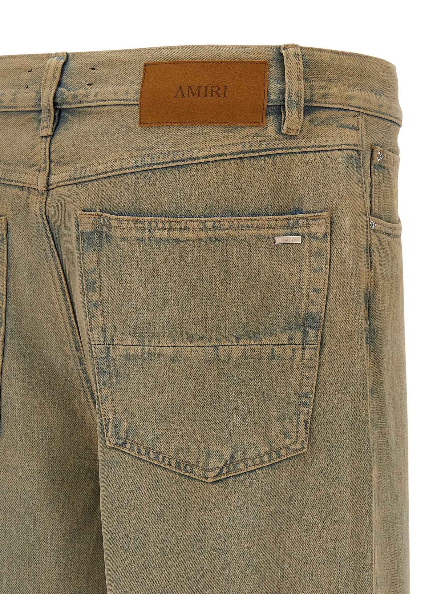Beige Cotton Straight-Leg Jeans