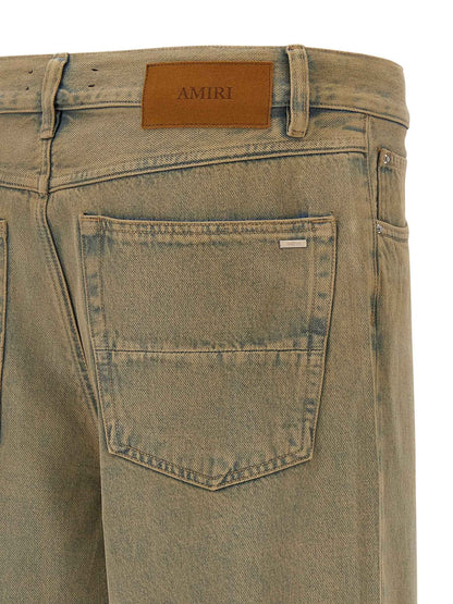 Beige Cotton Straight-Leg Jeans