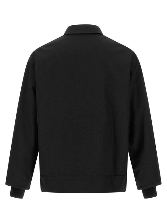 Black Polyester Full-Length Jacket