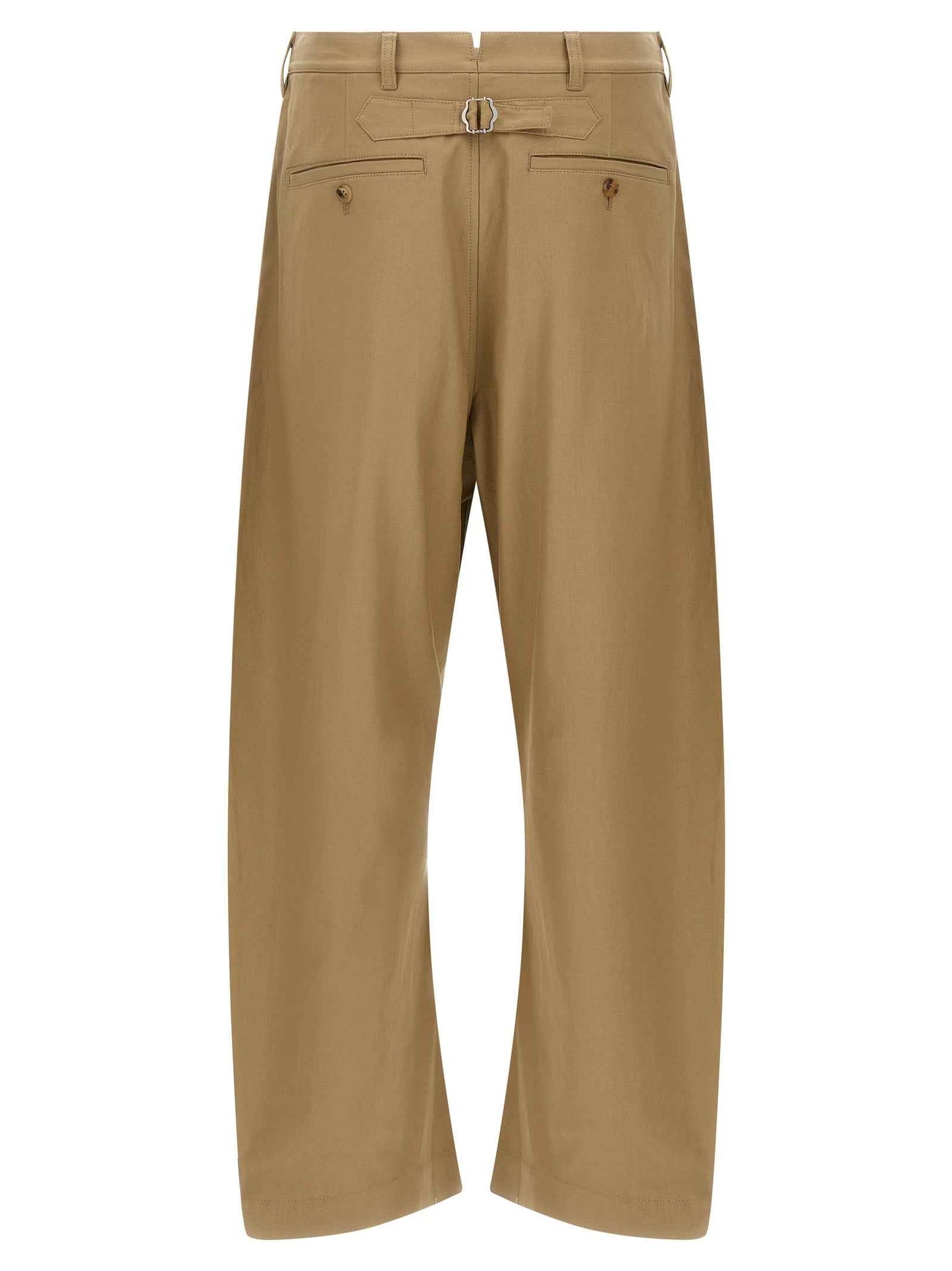 Beige Cotton Casual Pants