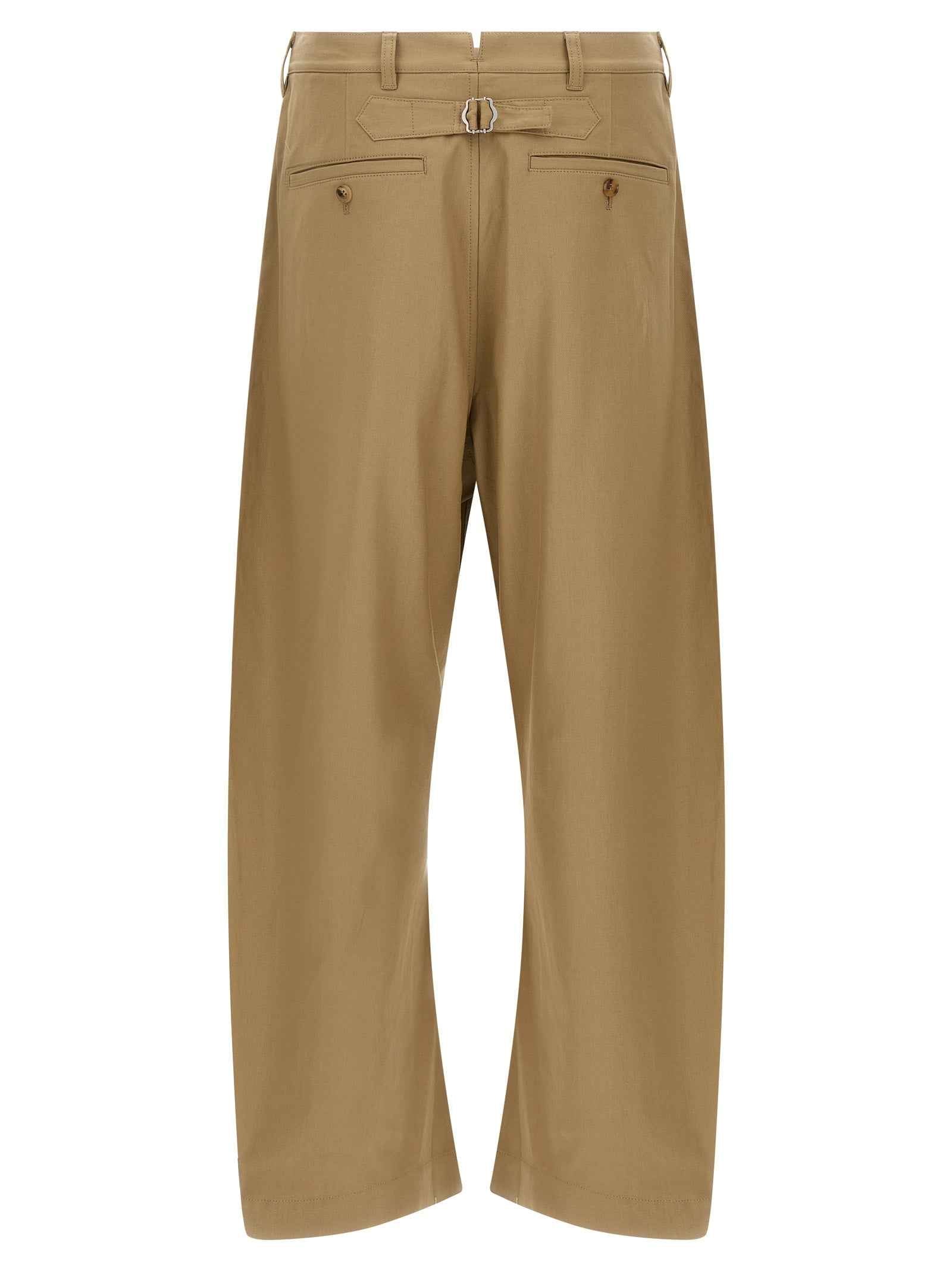 Beige Cotton Casual Pants