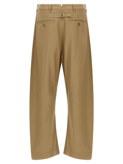 Beige Cotton Casual Pants