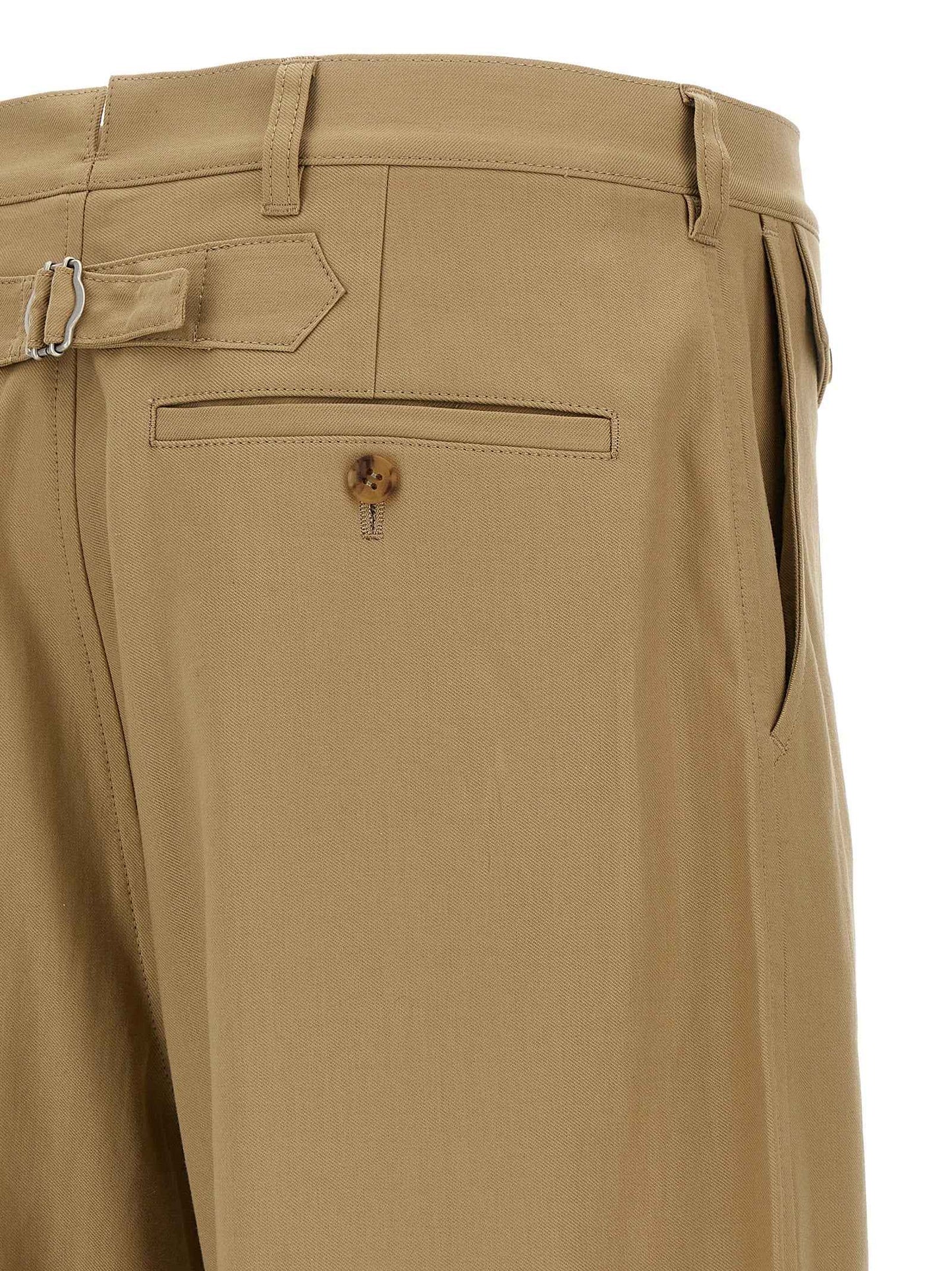 Beige Cotton Casual Pants