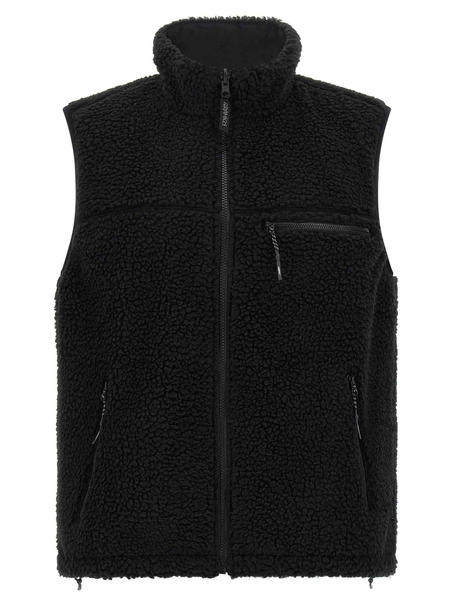 Black Polyester Sleeveless Jacket