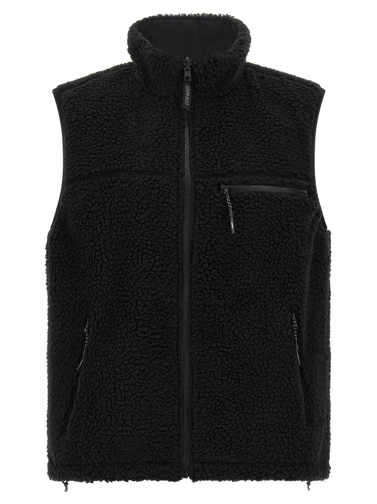 Black Polyester Sleeveless Jacket