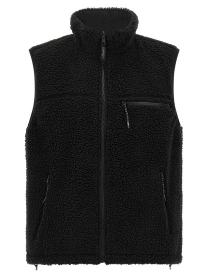 Black Polyester Sleeveless Jacket