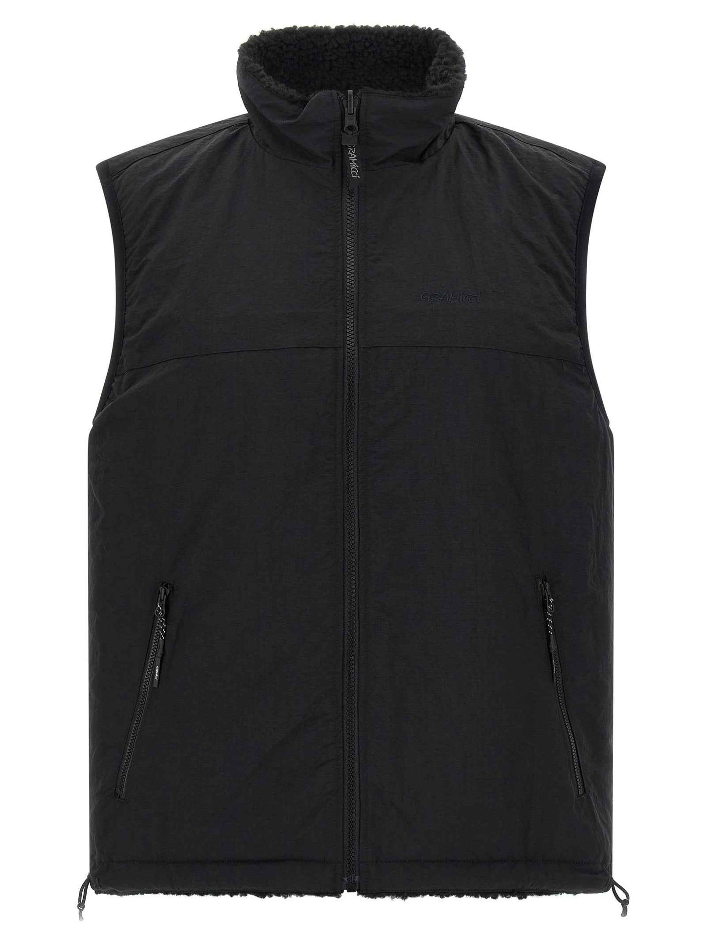 Black Polyester Sleeveless Jacket