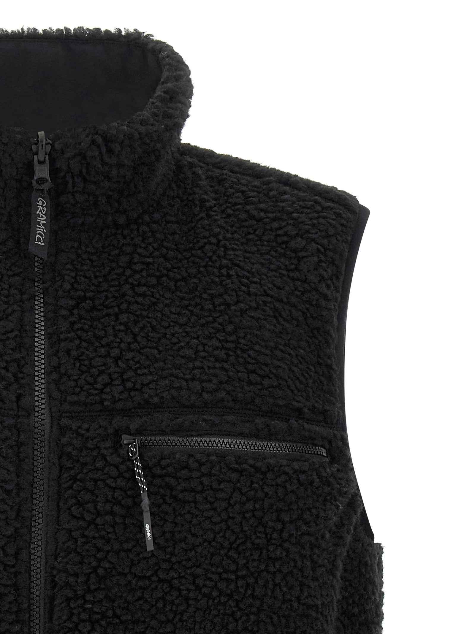 Black Polyester Sleeveless Jacket