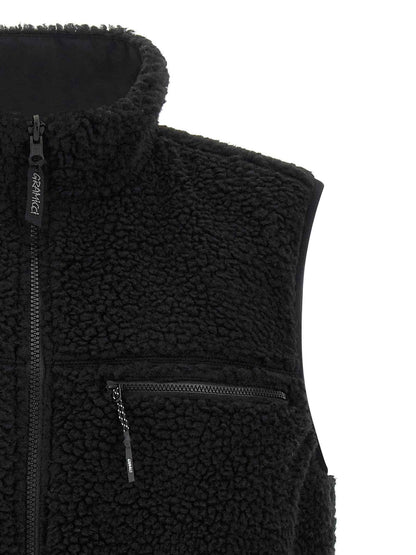 Black Polyester Sleeveless Jacket