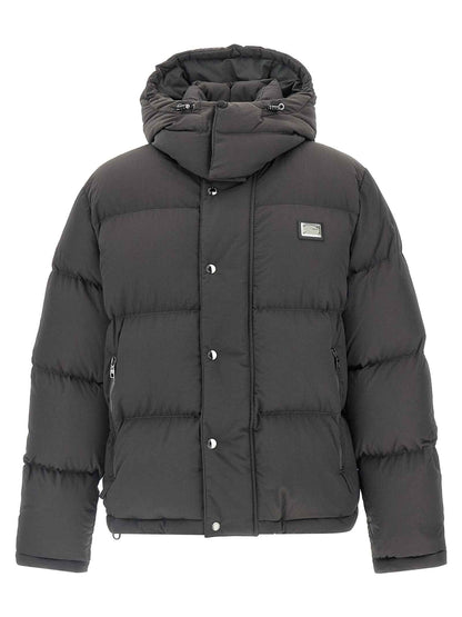 Gray Polyamide Full-Length Jacket