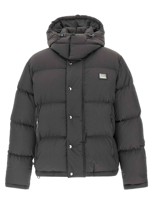 Gray Polyamide Full-Length Jacket