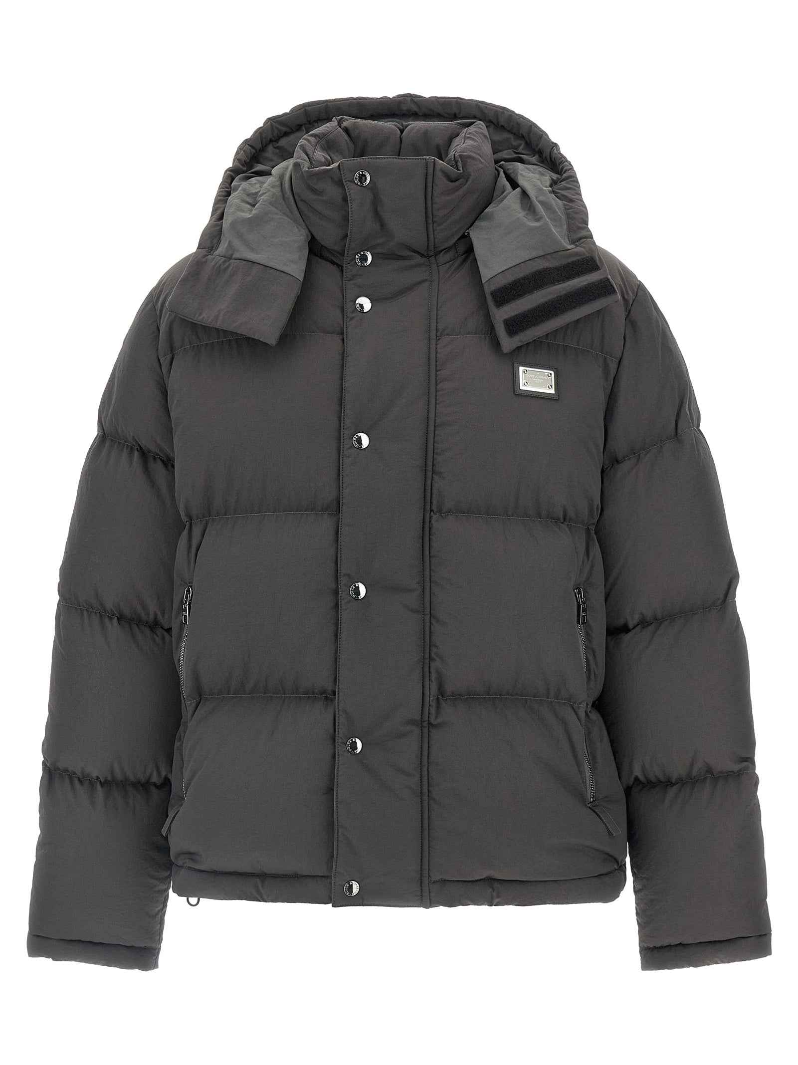 Gray Polyamide Full-Length Jacket