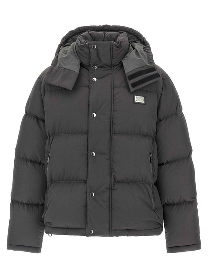 Gray Polyamide Full-Length Jacket