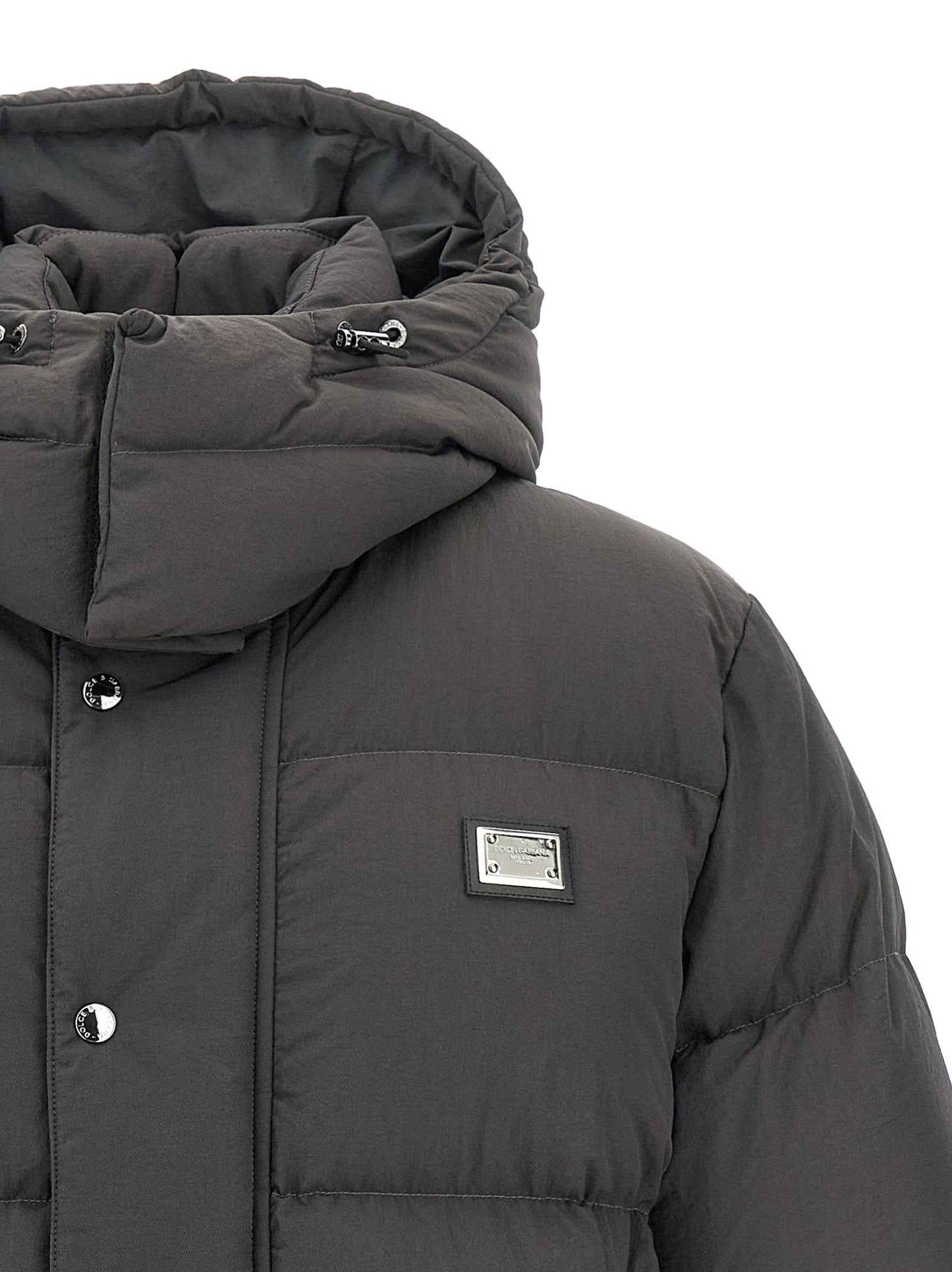 Gray Polyamide Full-Length Jacket